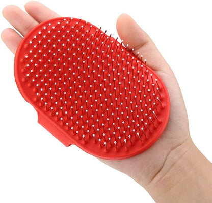Hand Shaped Pet Bathing & Grooming Rubber Brush