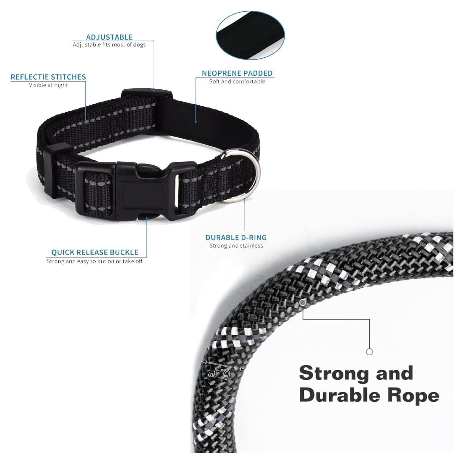 Dog Leash and Collar Set Heavy Duty