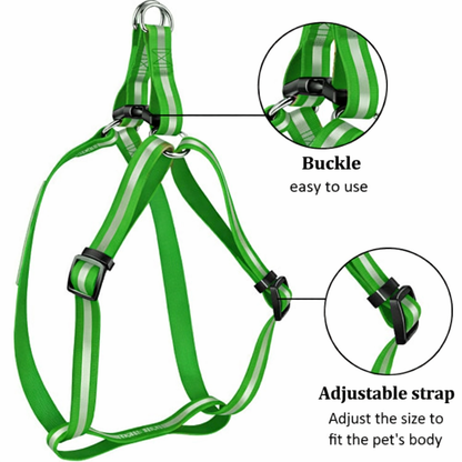 Green Reflective No-Pull Harness Set