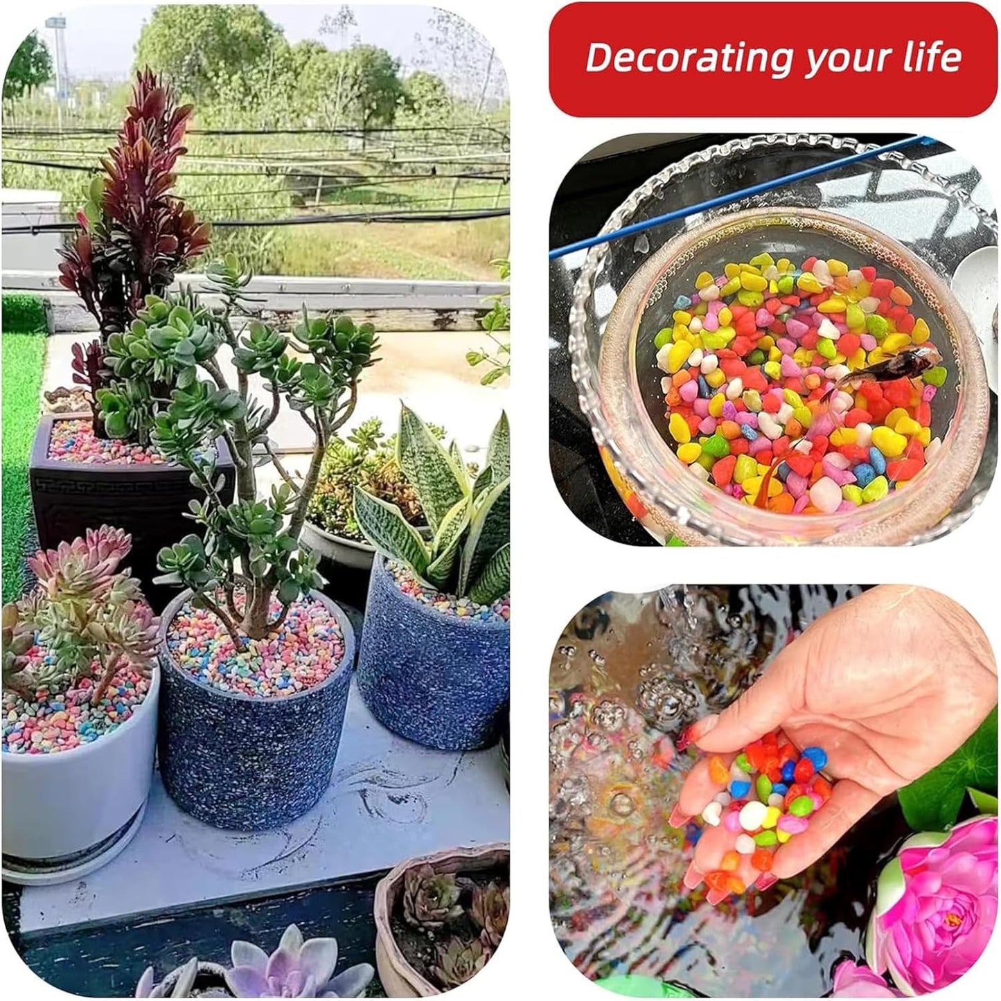 Decorative Rocks, Mini Pebbles Aquarium Pink Color 1KG