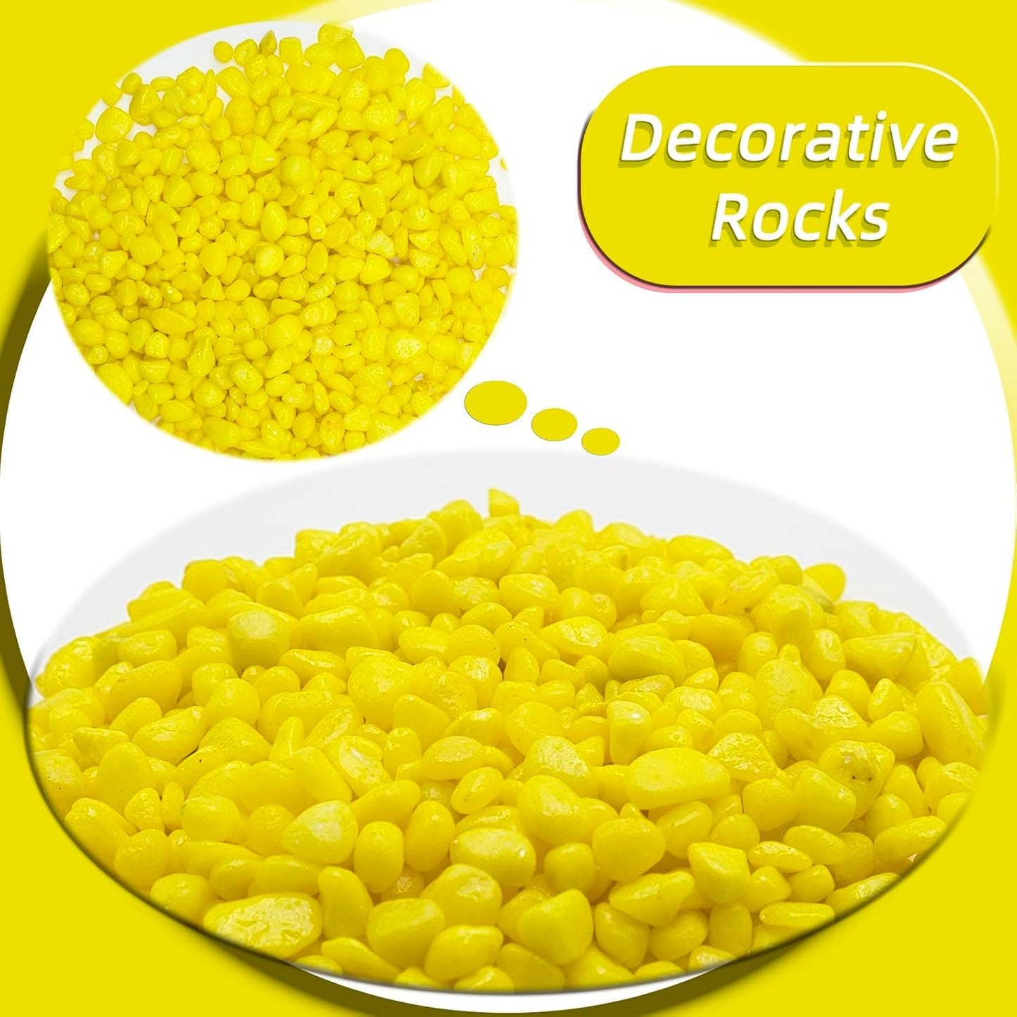 Decorative Rocks, Mini Pebbles (4-6mm) Aquarium Yellow Color - 1KG