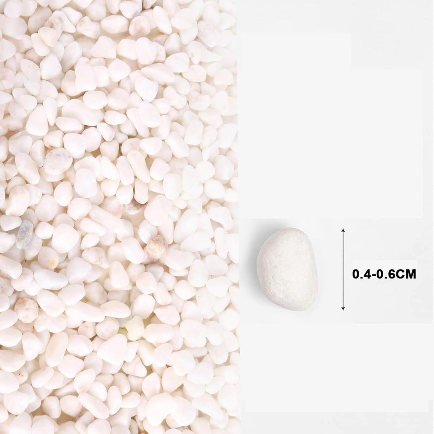 White Polished Gravel Stones for aquarium (0.4-0.6Cm)-1KG