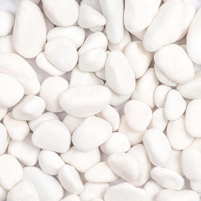 White Polished Decorative Gravel Stones 1KG - (1.2-1.5 cm)