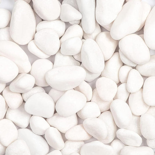 White Polished Decorative Gravel Stones 1KG - (1.2-1.5 cm)