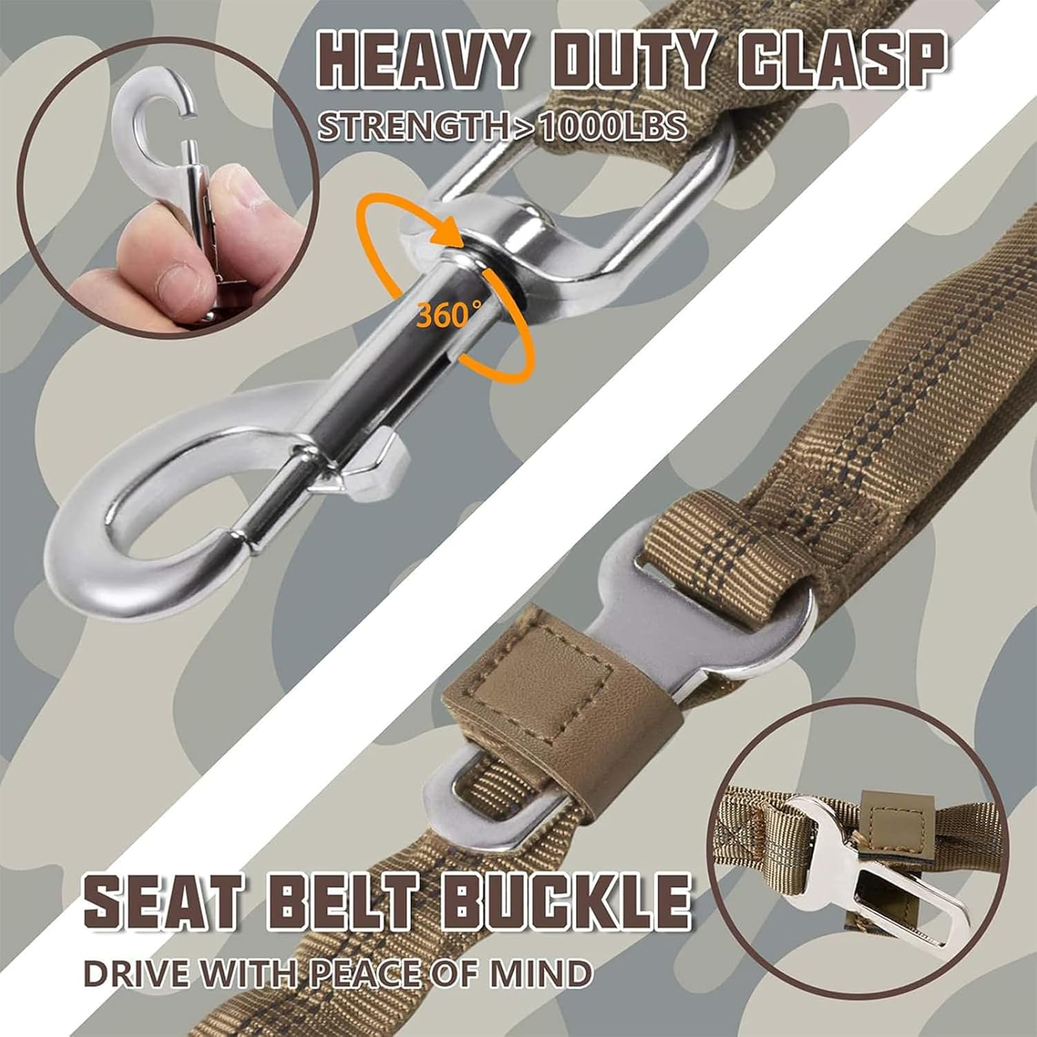 Bungee Dog Leash for Shock Absorption - Grey