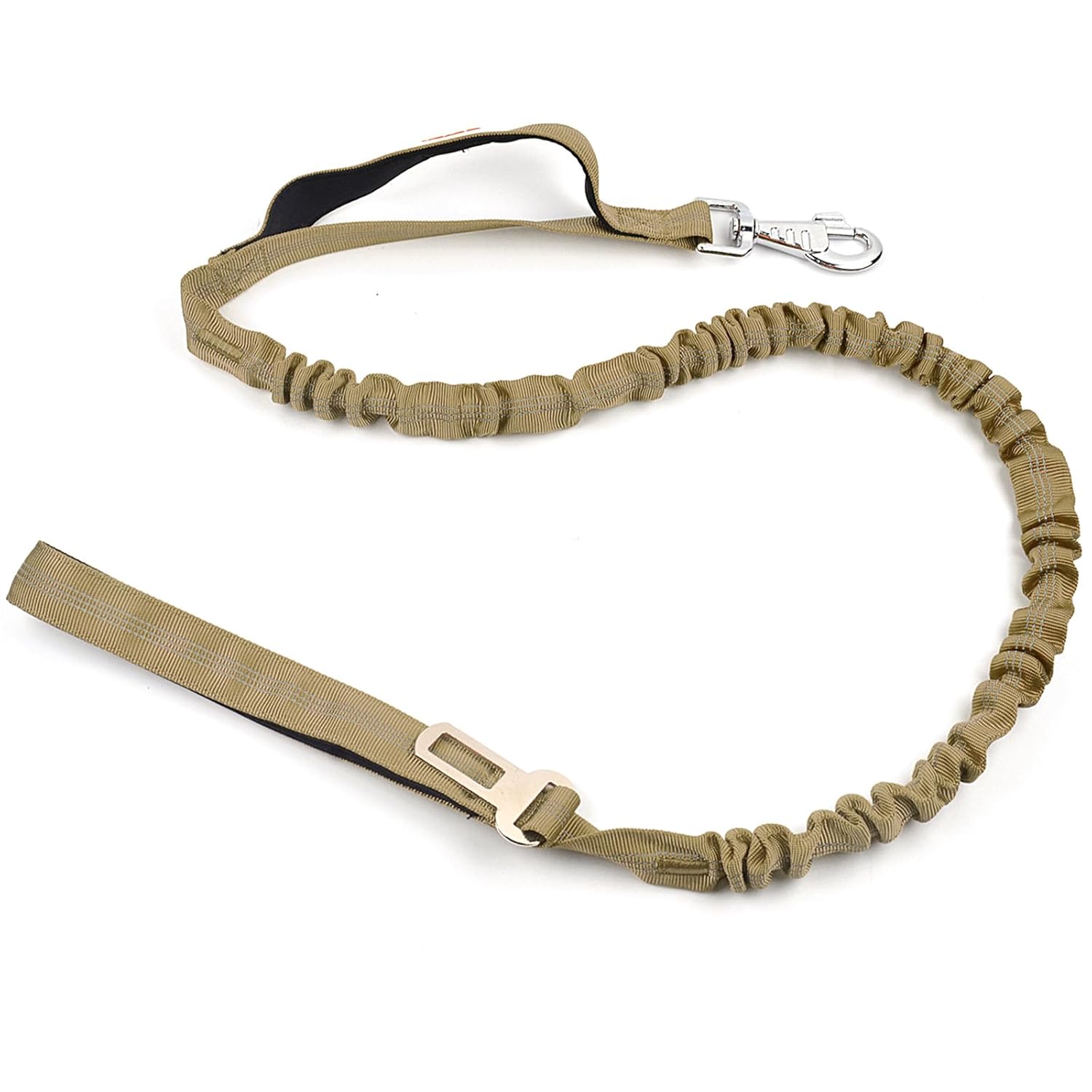 Bungee Dog Leash for Shock Absorption - Khaki