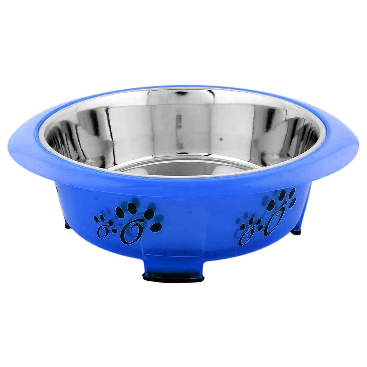 Pet Feeder Bowls with Non-Skid Bottom (Oval, Blue, Small)