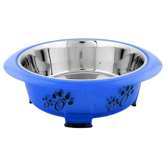 Pet Feeder Bowls with Non-Skid Bottom (Oval, Blue, Small)