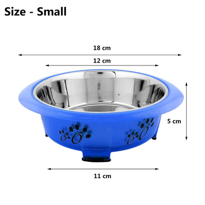Pet Feeder Bowls with Non-Skid Bottom (Oval, Blue, Small)