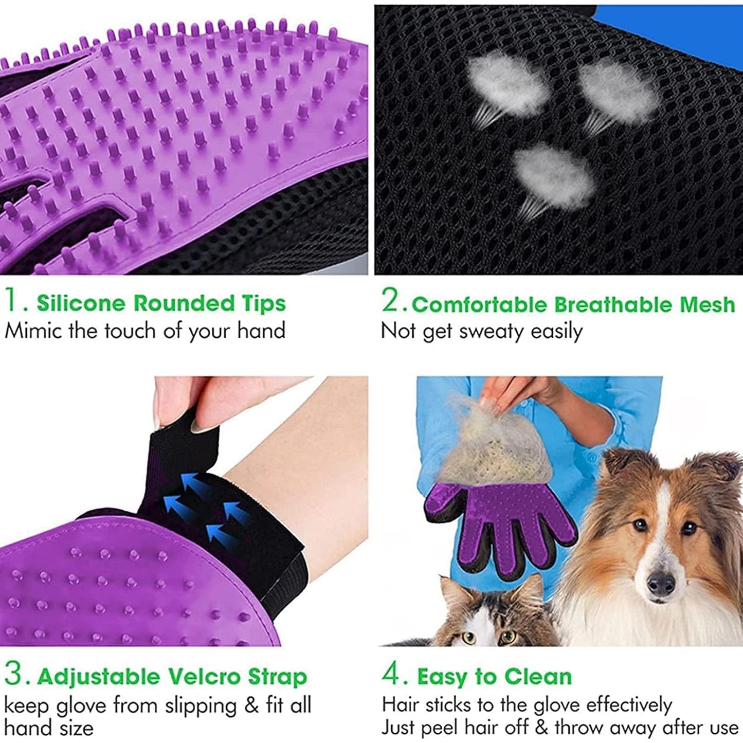 Pet Grooming Deshedding Brush Gloves