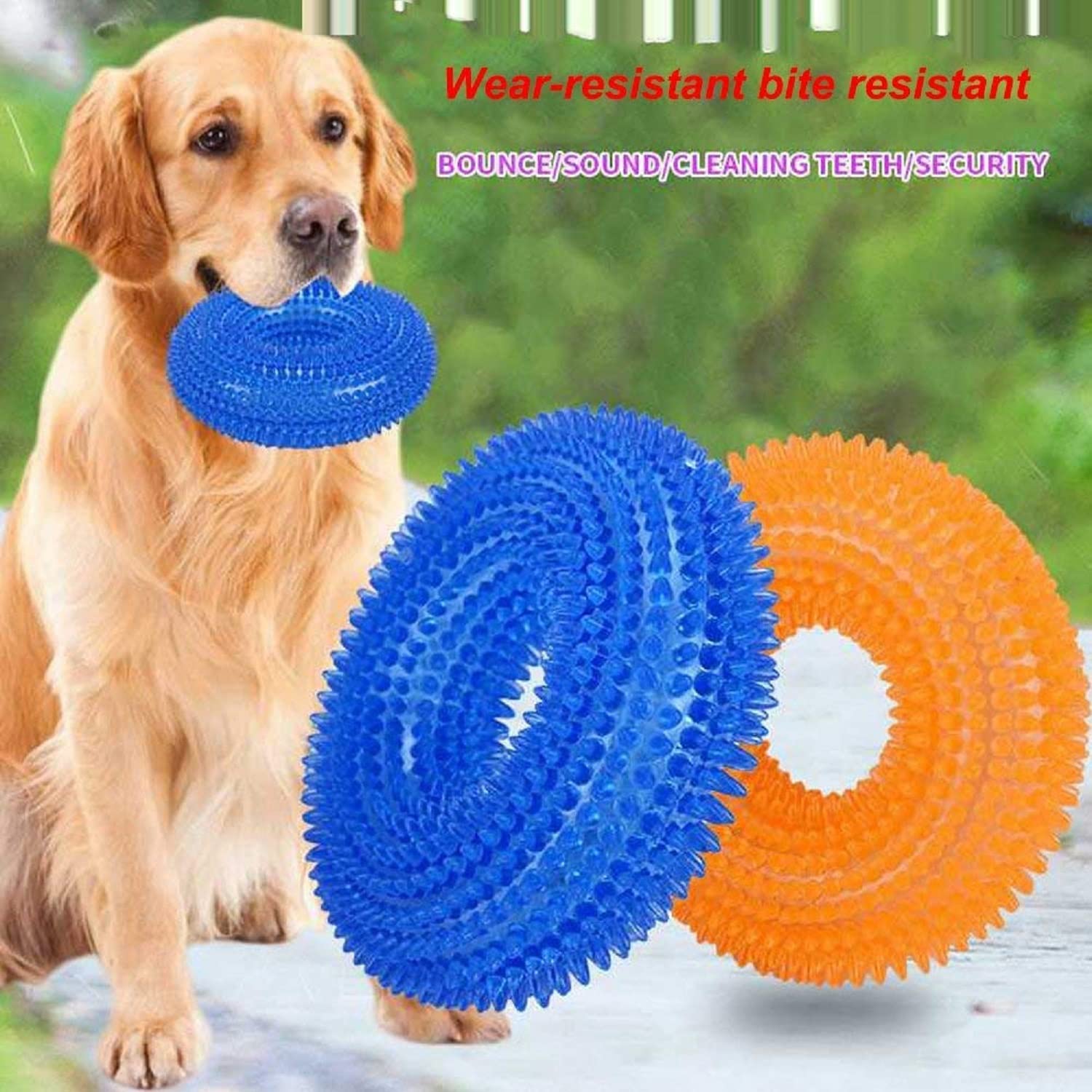 Dog Spike Squeaky Ring Chew Toy