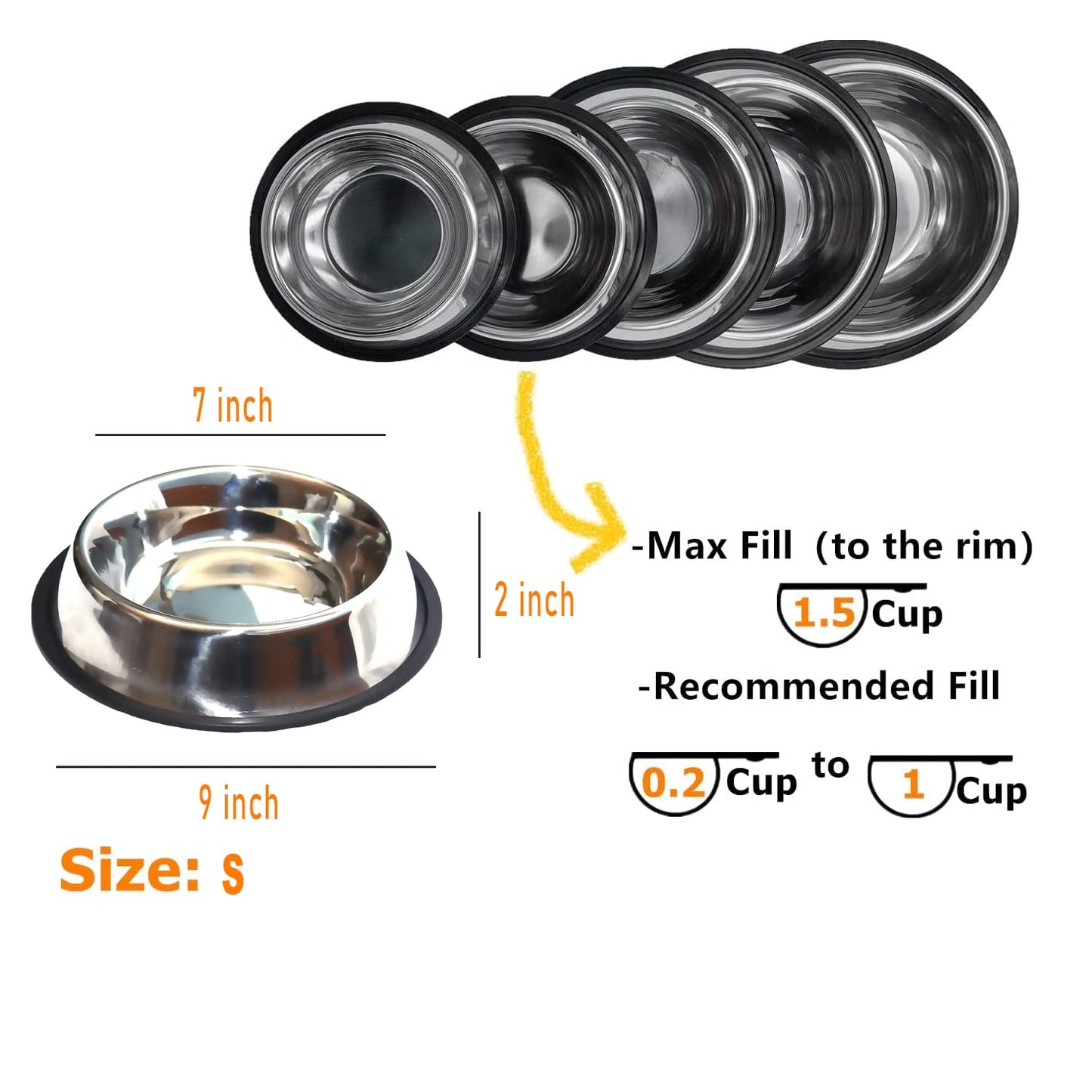 Pet Food/Water Bowl with Rubber Ring