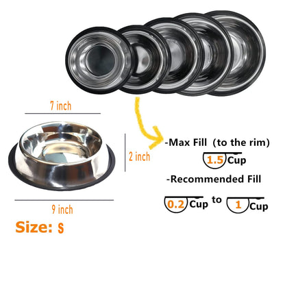 Pet Food/Water Bowl with Rubber Ring
