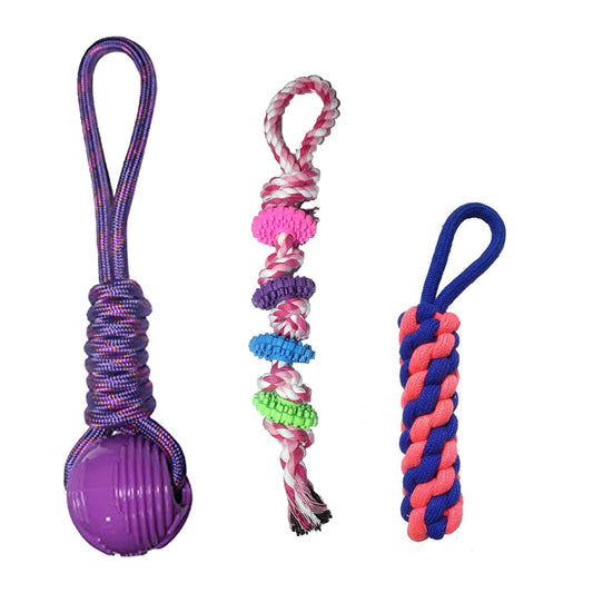 Pack 3 Cotton Dog Rope Toys