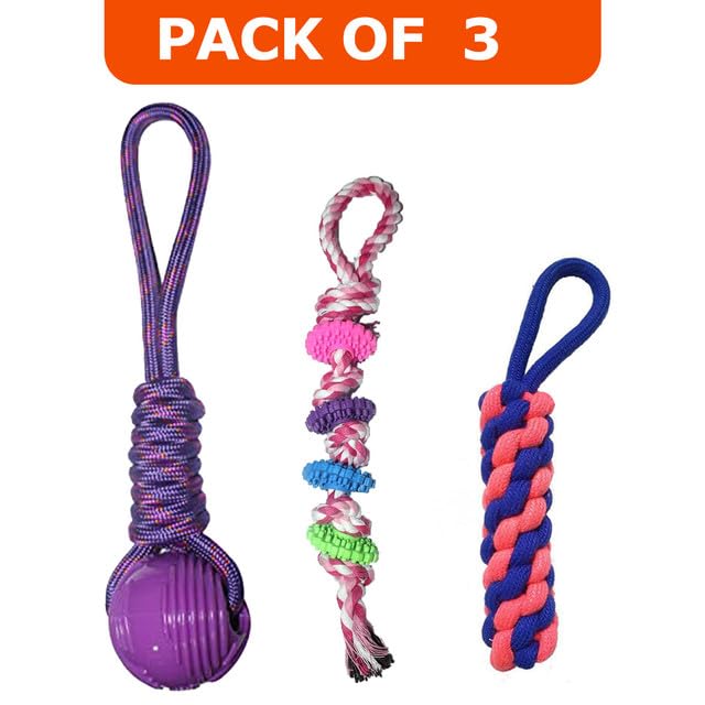 Pack 3 Cotton Dog Rope Toys