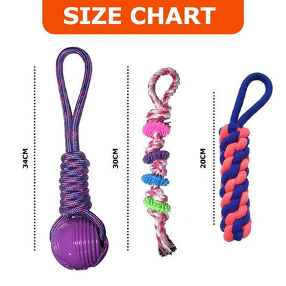 Pack 3 Cotton Dog Rope Toys