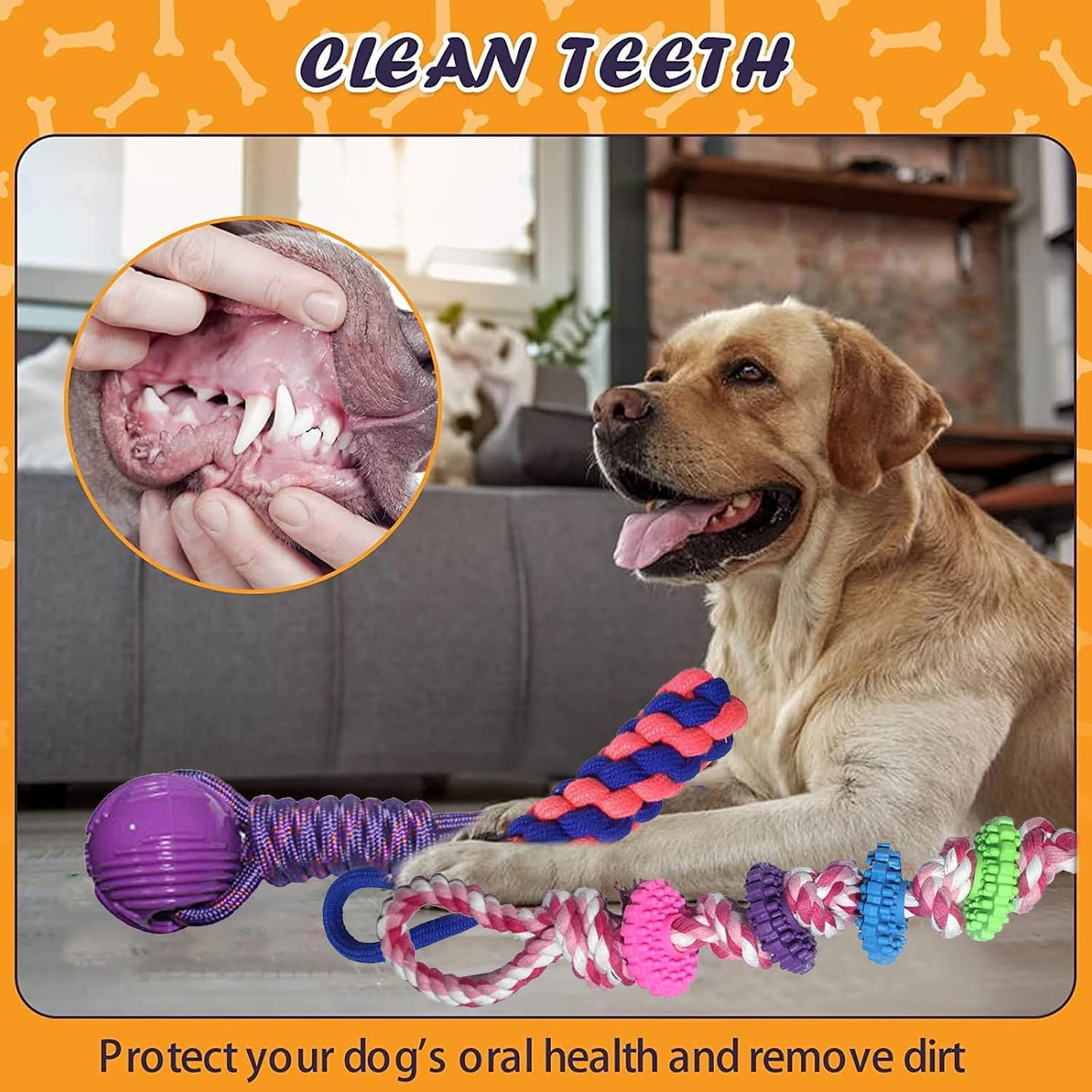 Pack 3 Cotton Dog Rope Toys