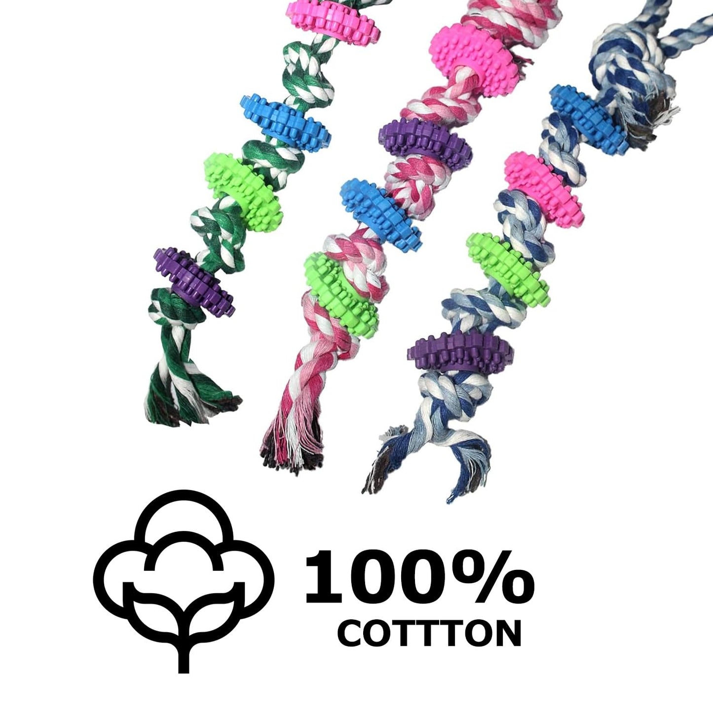 Pack 3 Cotton Dog Rope Toys