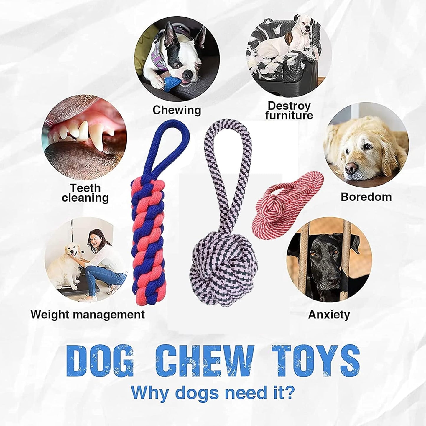 3-Pack Natural Cotton Puppy Chew Toys