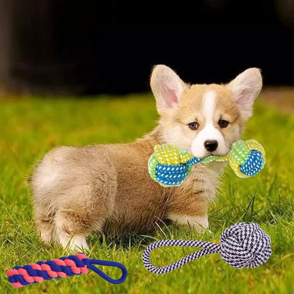 3-Pack Natural Cotton Puppy Chew Toys