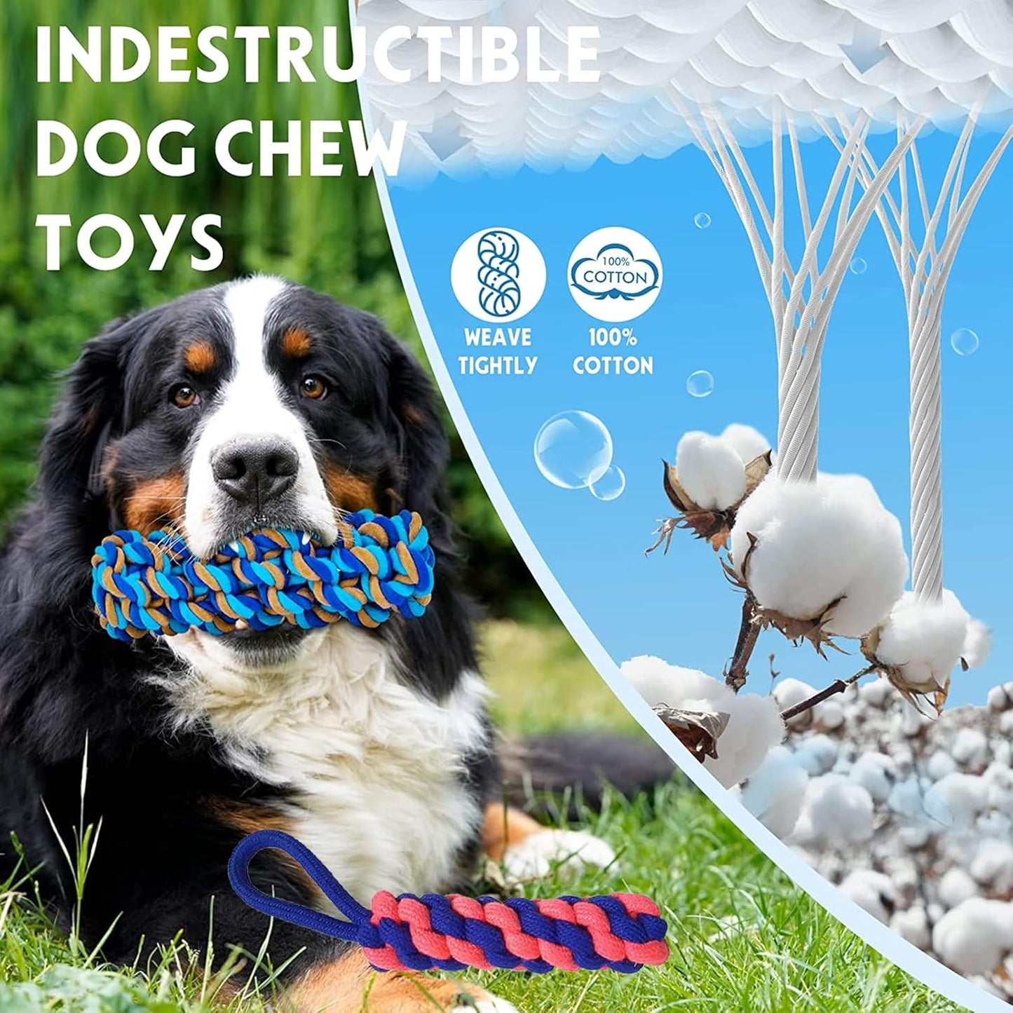 3-Pack Natural Cotton Puppy Chew Toys