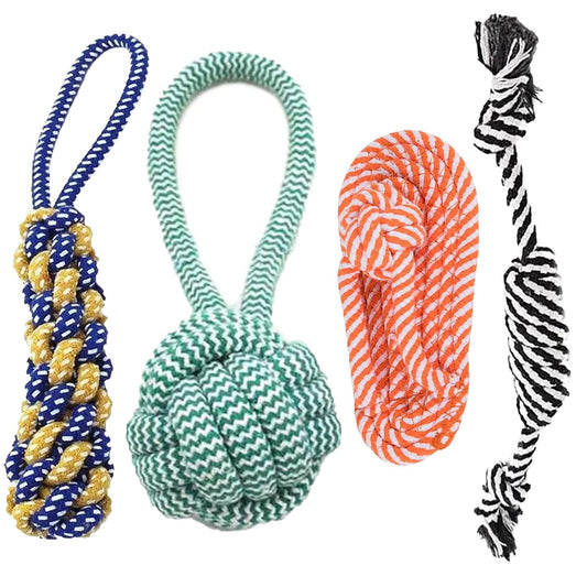 4-Pack Natural Cotton Puppy Toys