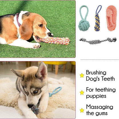 4-Pack Natural Cotton Puppy Toys