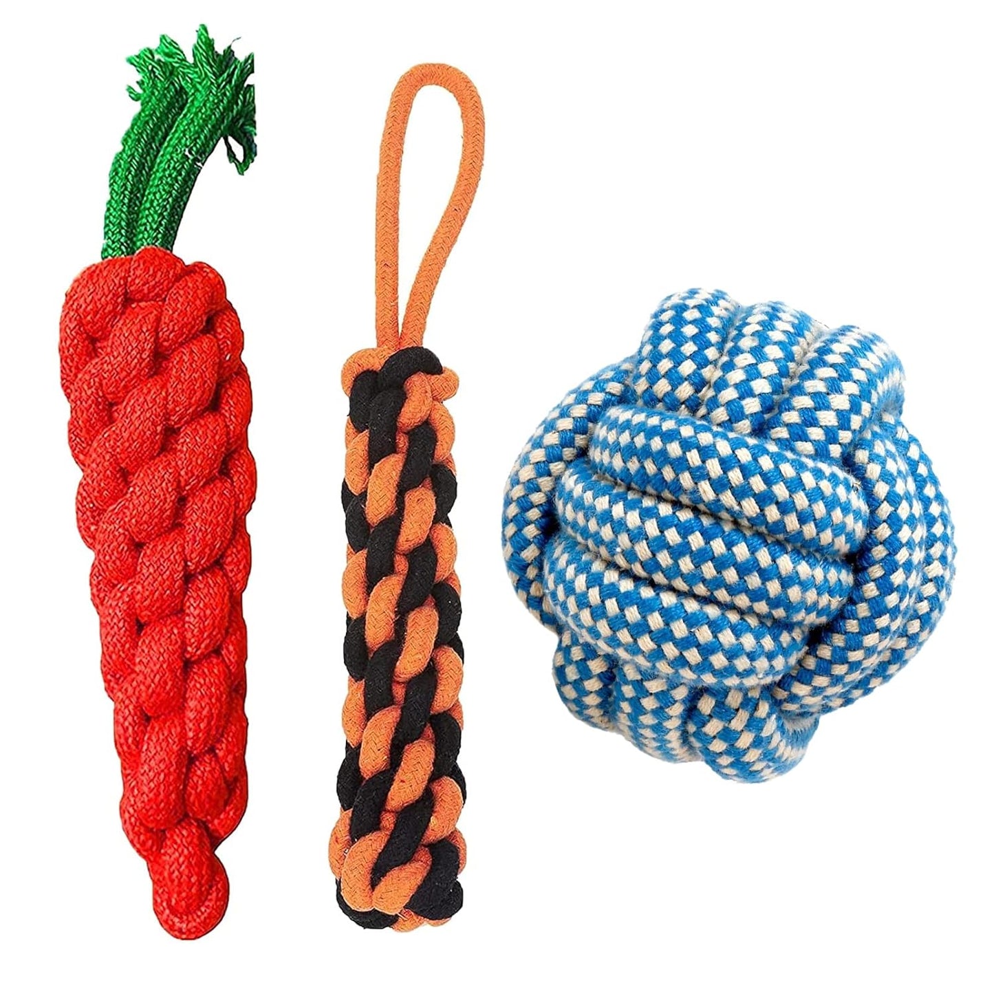 3-Pack Knotted Cotton Pet Toys
