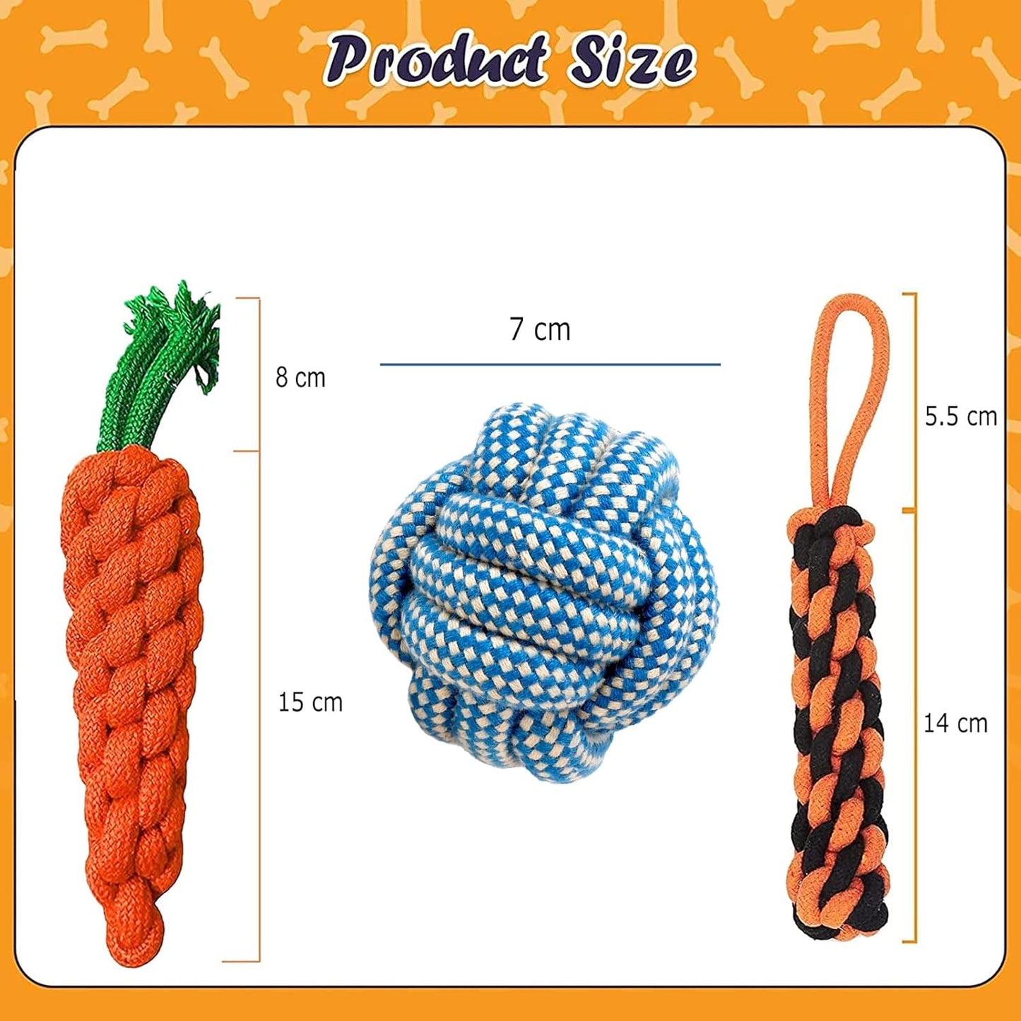 3-Pack Knotted Cotton Pet Toys