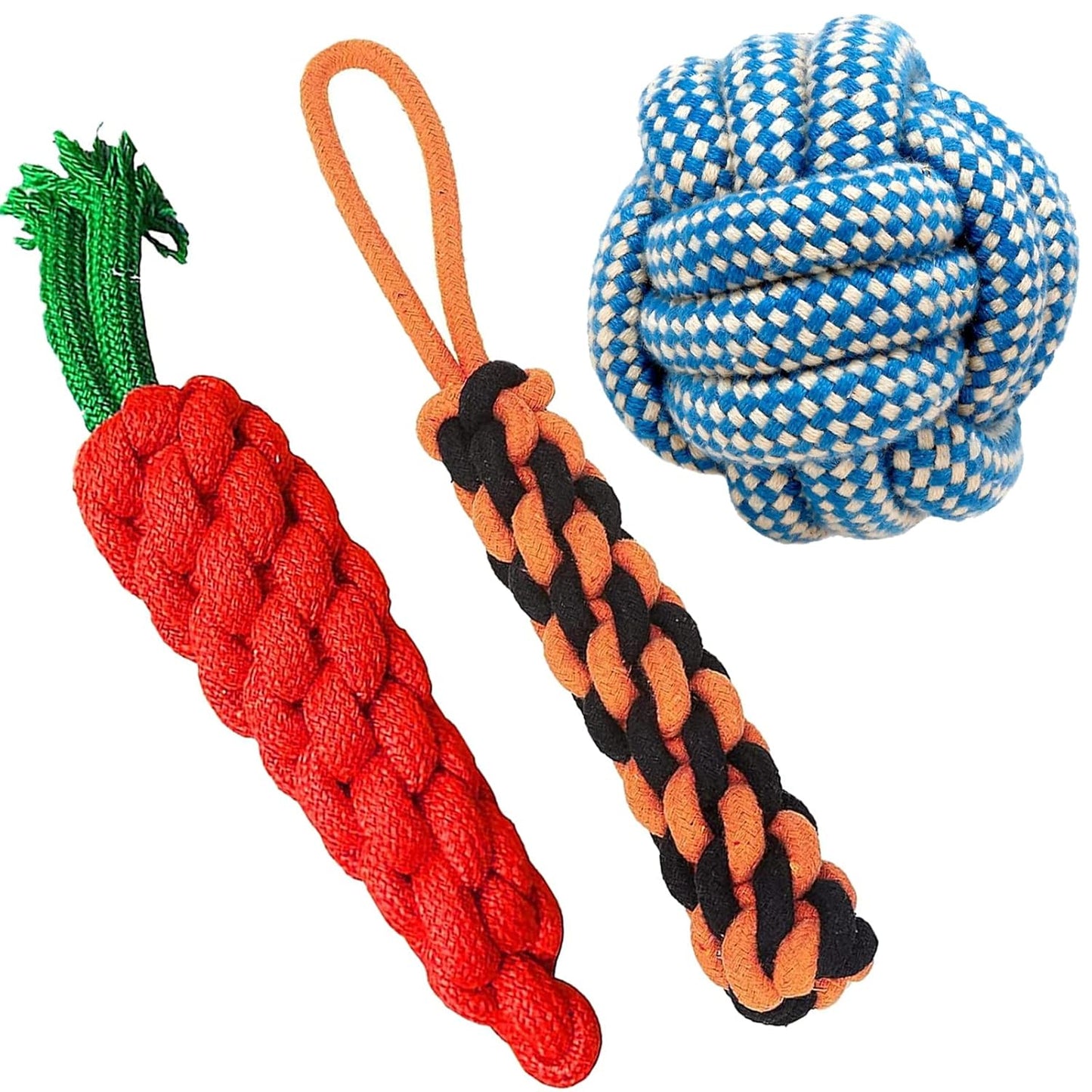 3-Pack Knotted Cotton Pet Toys