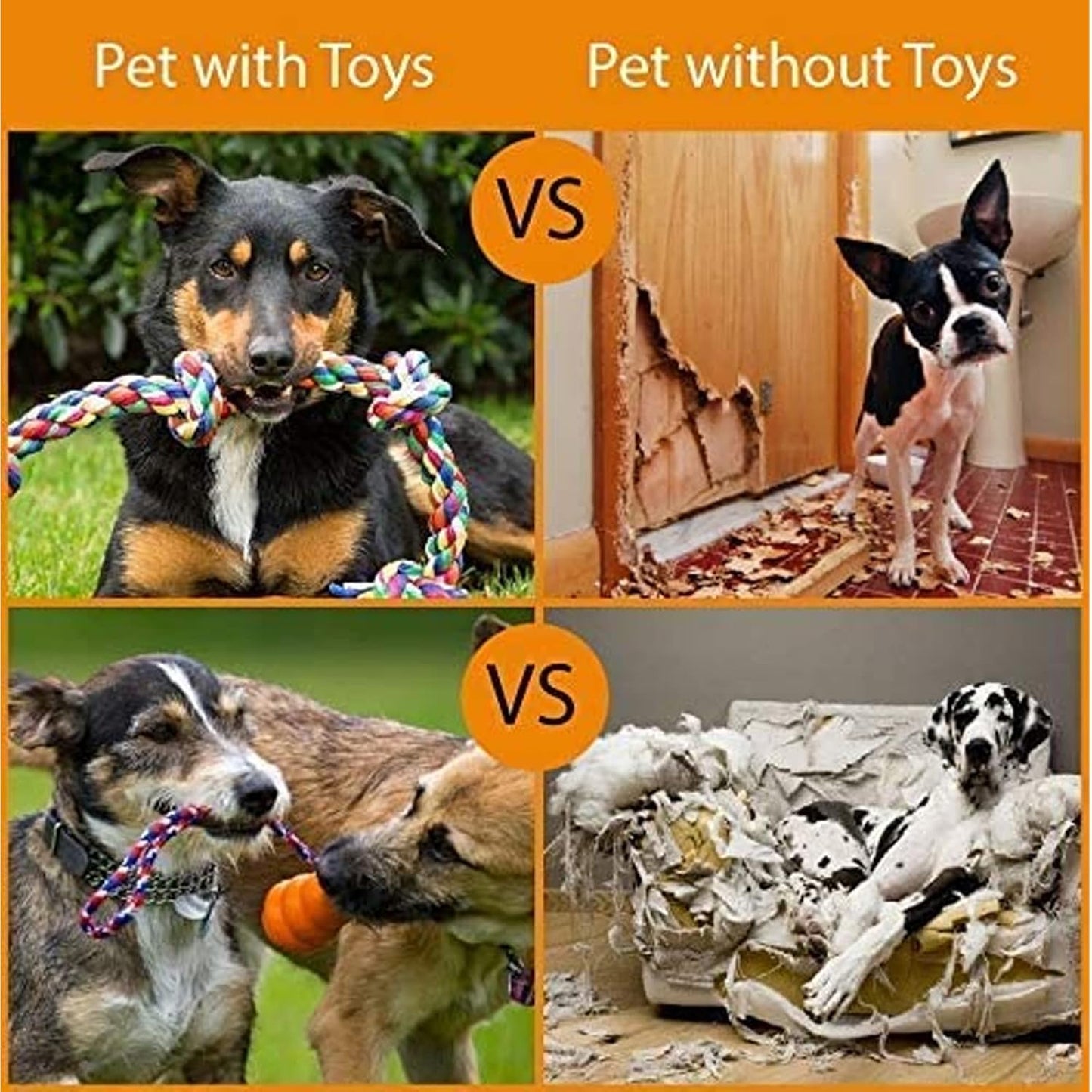 3-Pack Knotted Cotton Pet Toys