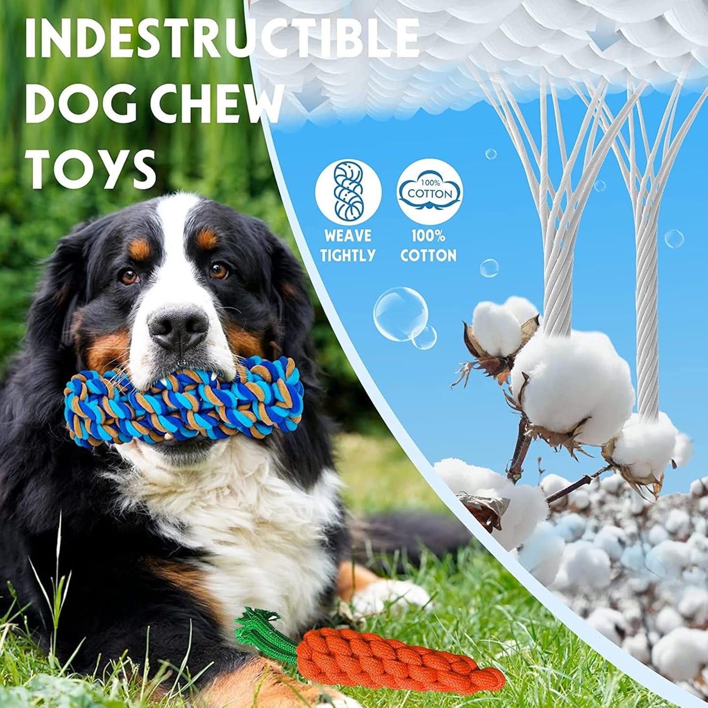 Natural Cotton Puppy & Cat Chew Toys