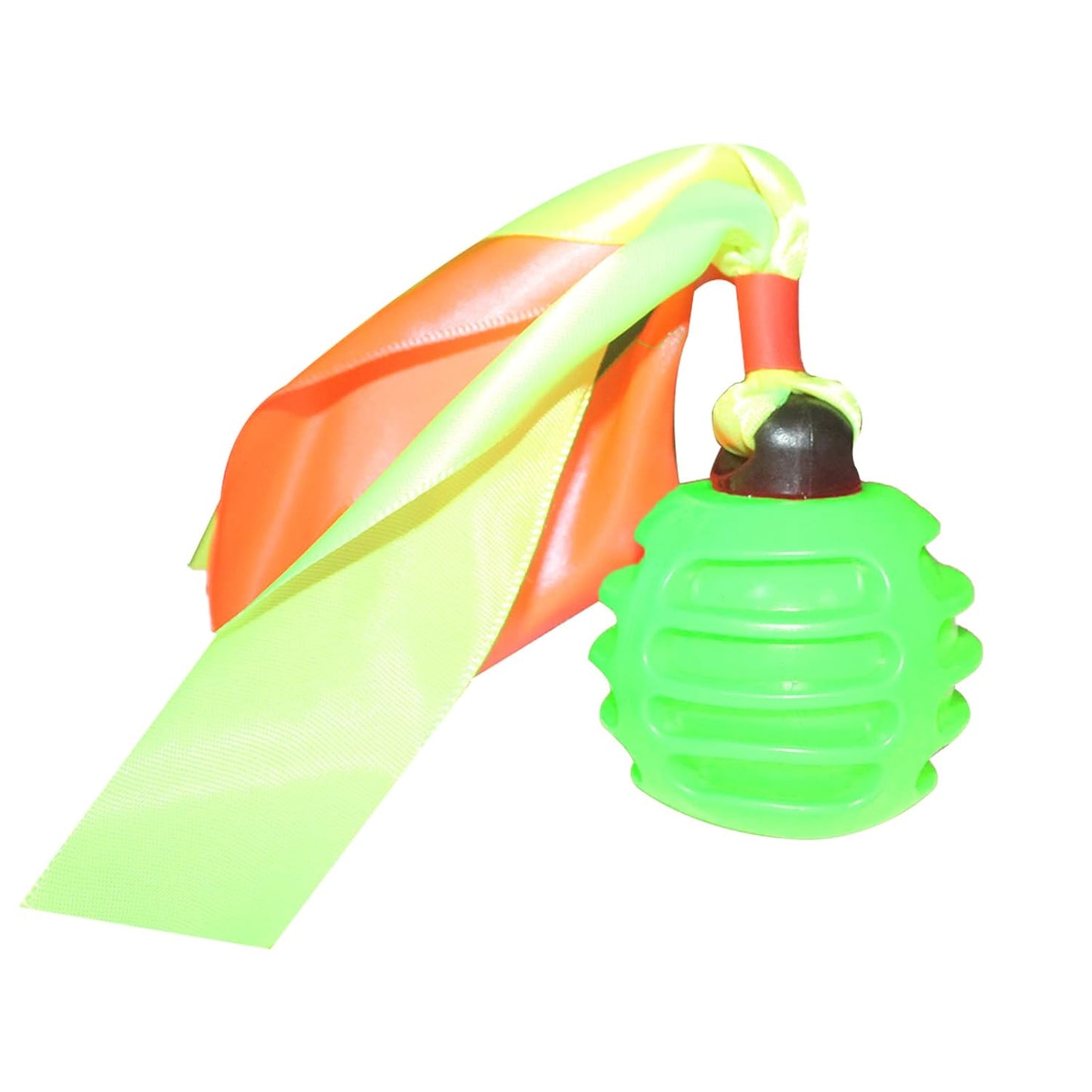 Squeaky Dog Toy TPR  Ball , Ribbon Tails ( Green )