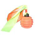 Squeaky Dog Toy TPR  Ball , Ribbon Tails (Orange)
