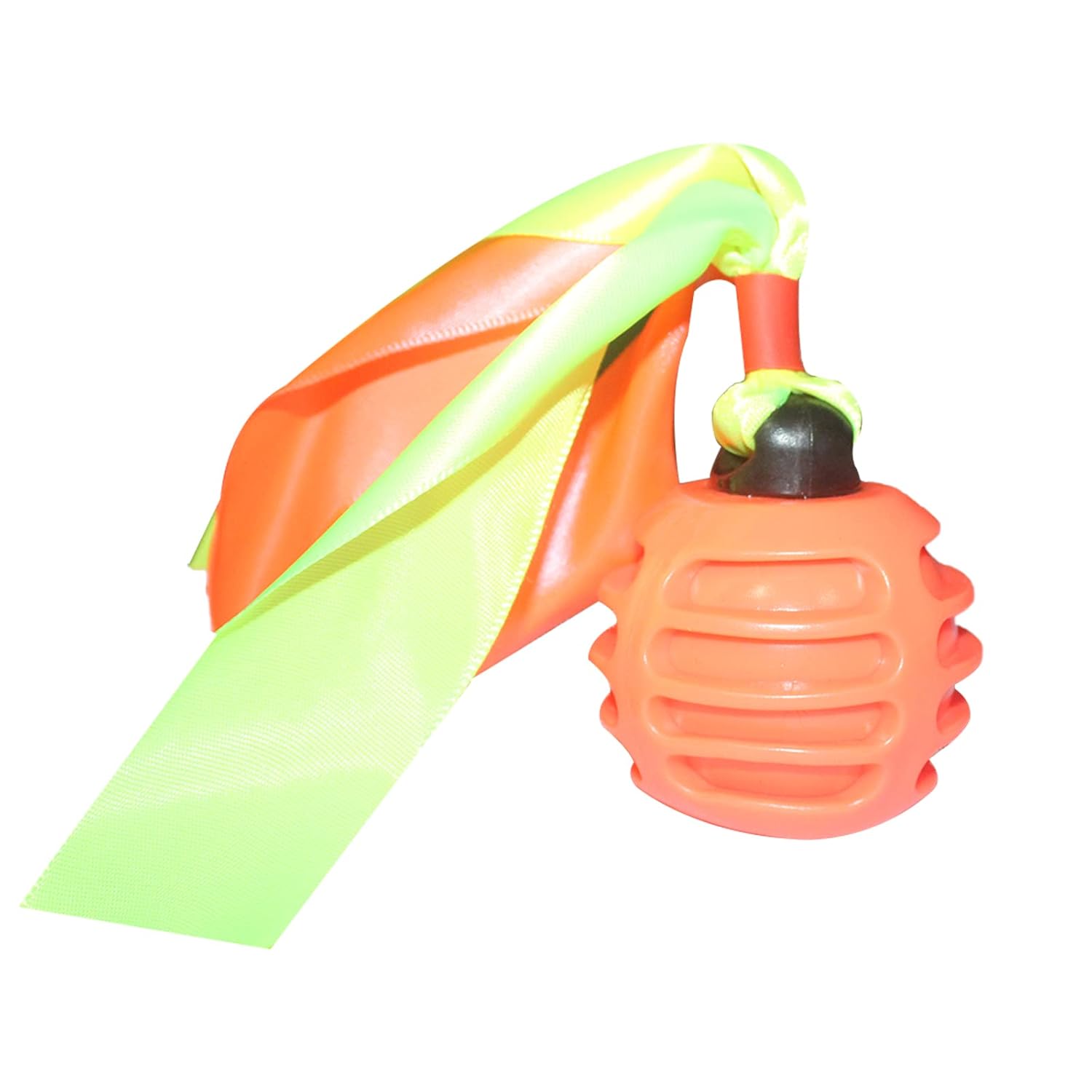 Squeaky Dog Toy TPR  Ball , Ribbon Tails (Orange)