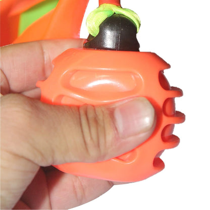 Squeaky Dog Toy TPR  Ball , Ribbon Tails (Orange)