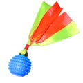 Squeaky Dog Toy TPR  Ball , Ribbon Tails Blue