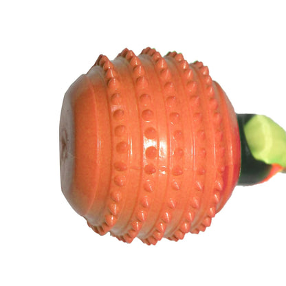 Squeaky Dog Toy TPR  Ball , Ribbon Tails (Orange)