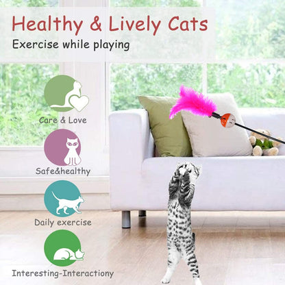 Feather Ball Teaser Cat Wand