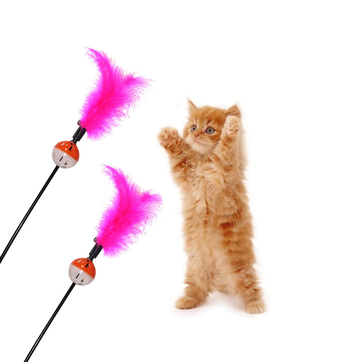Feather Ball Teaser Cat Wand