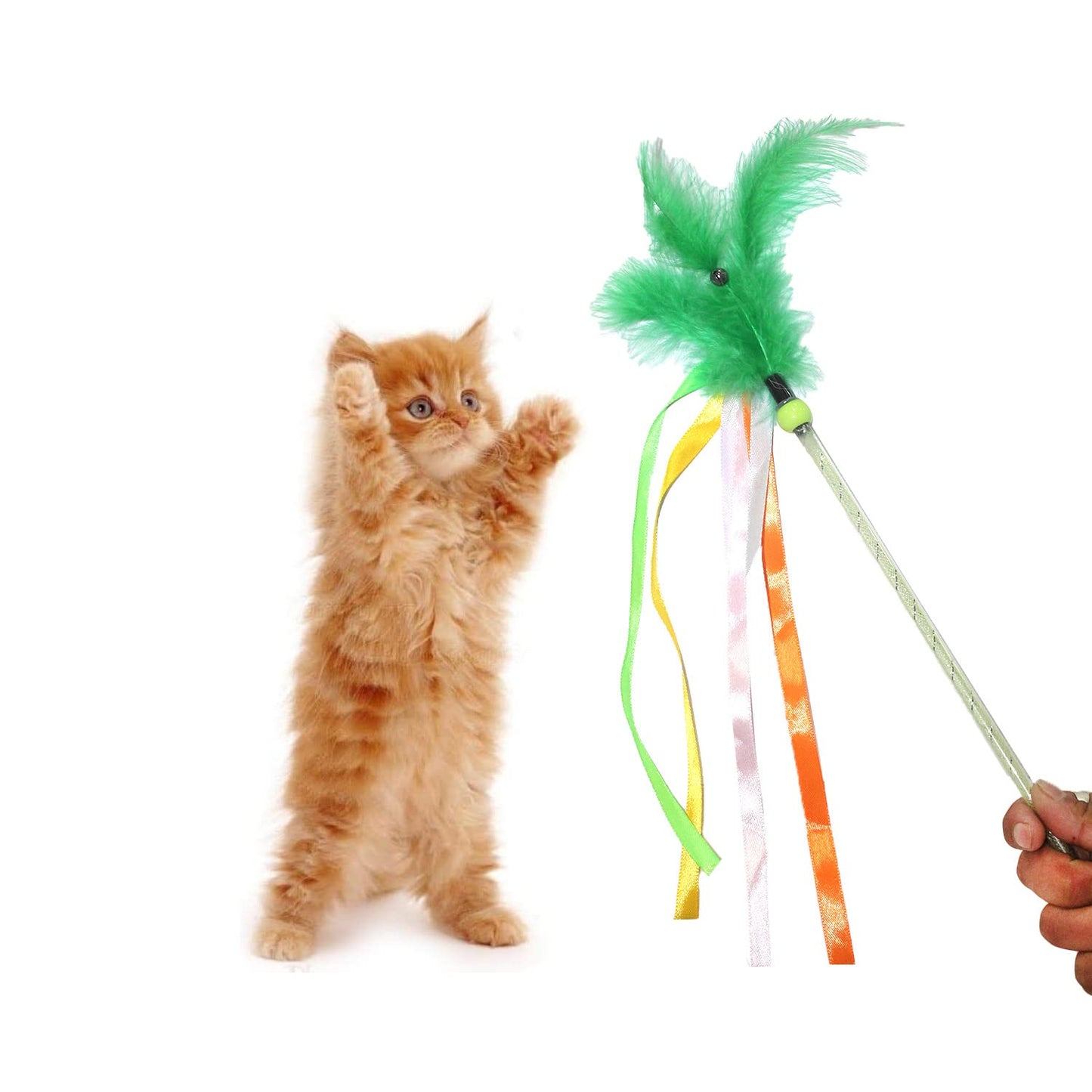 Flag Ribbon Feather Teaser Wand
