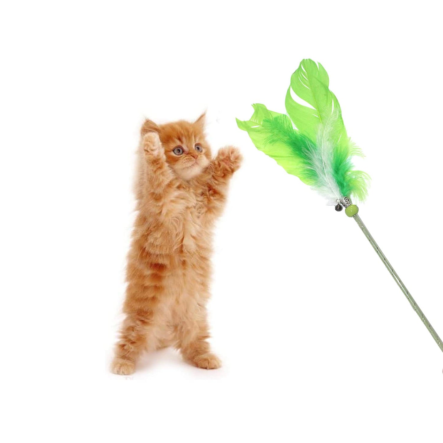 Feather Spring Bell Cat Stick