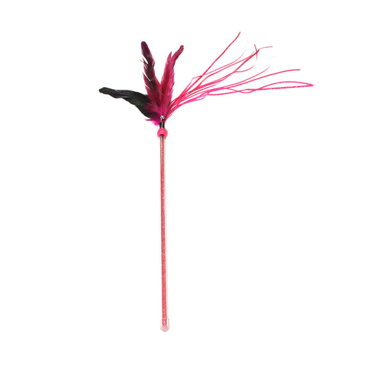Pearl Tassel Feather Cat Wand
