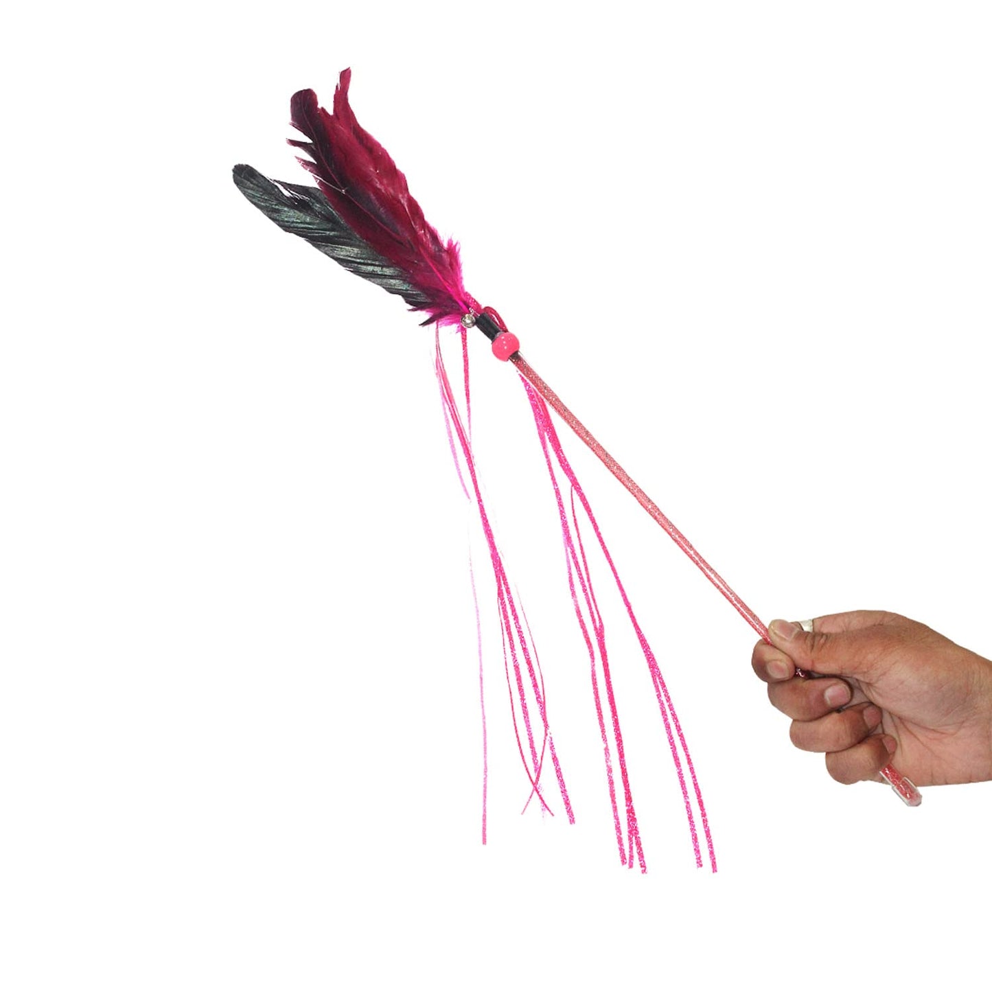 Pearl Tassel Feather Cat Wand
