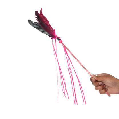 Pearl Tassel Feather Cat Wand