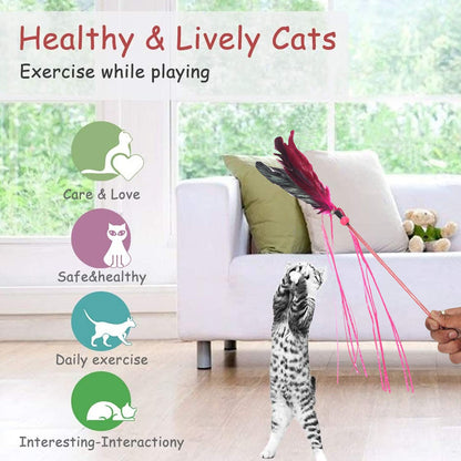 Pearl Tassel Feather Cat Wand