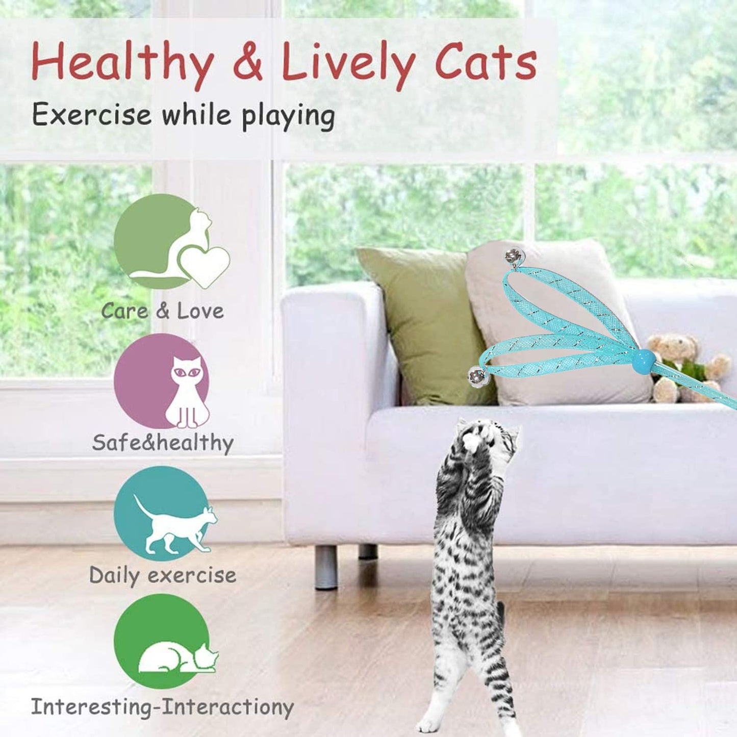 Colourfull Spring Bell Cat Wand