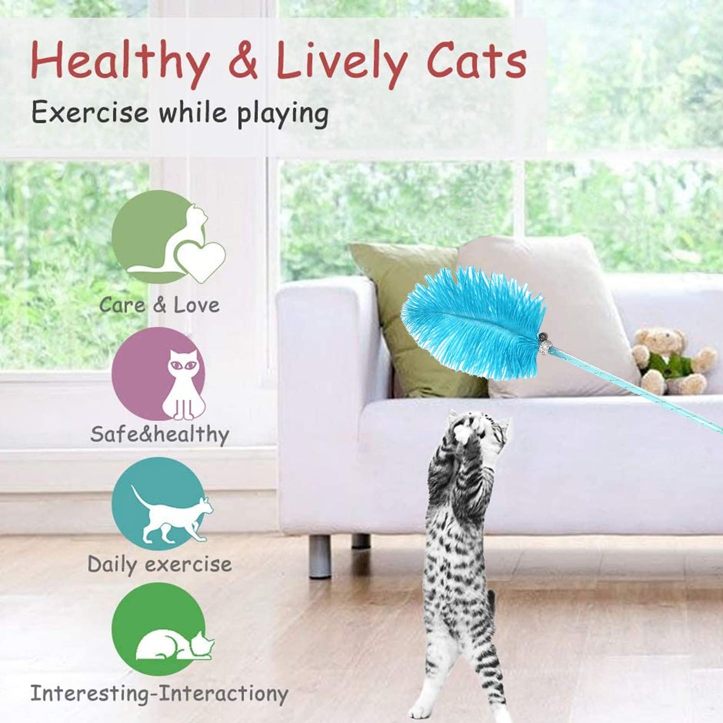 Thread Feather Worm Cat Wand