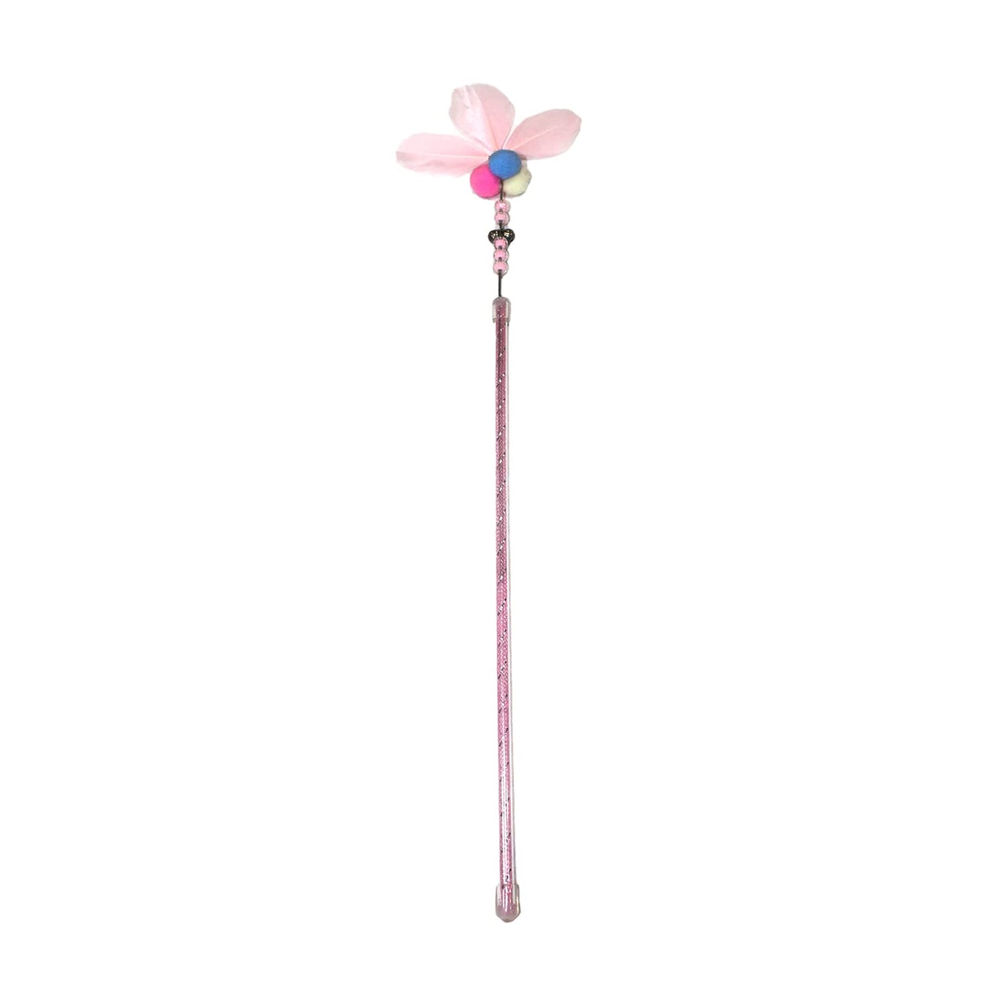 Pink Feather Bell Cat Wand