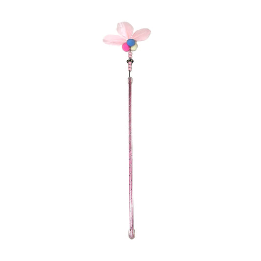 Pink Feather Bell Cat Wand